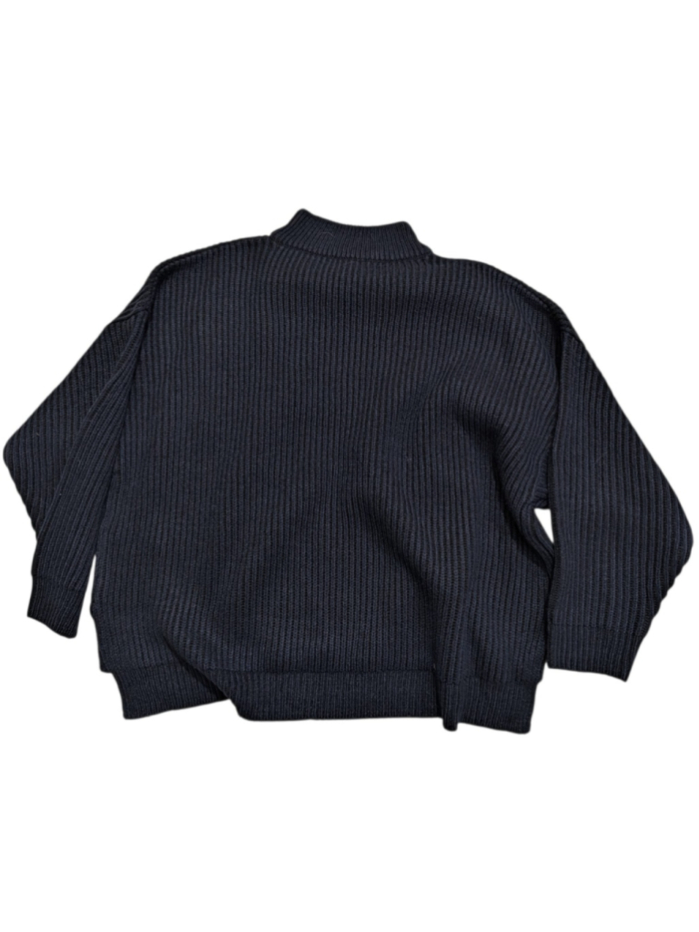 Topshop Ribbed Mock Neck Oversized Boxy Sweater Navy Size Medium - Picture 3 of 12